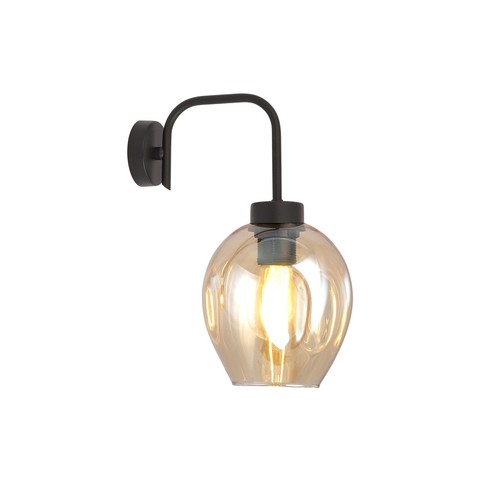 Lukka K1 Sort/Rav væglampe - Ø14 cm, E27, 230V, uden lyskilde