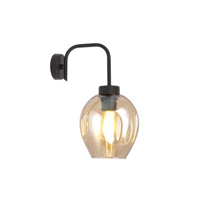 Lukka K1 Sort/Rav væglampe - Ø14 cm, E27, 230V, uden lyskilde