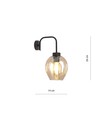 Lukka K1 Sort/Rav væglampe - Ø14 cm, E27, 230V, uden lyskilde