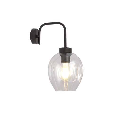 Lukka K1 Sort/Transparent væglampe - Ø14 cm, E27, 230V, uden lyskilde
