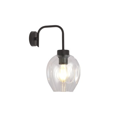 Lukka K1 Sort/Transparent væglampe - Ø14 cm, E27, 230V, uden lyskilde