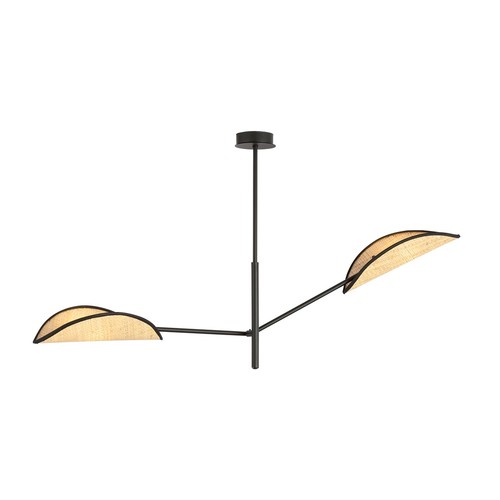 Vene 2 Sort/Rattan loftslampe - Ø12 cm, E14, 230V, uden lyskilde
