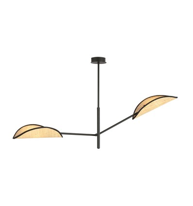 Vene 2 Sort/Rattan loftslampe - Ø12 cm, E14, 230V, uden lyskilde