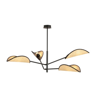 Vene 4 Sort/Rattan loftslampe - Ø12 cm, E14, 230V, uden lyskilde