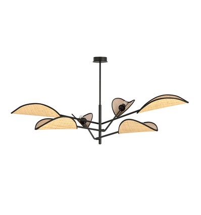 Vene 6 Sort/Rattan loftslampe - Ø12 cm, E14, 230V, uden lyskilde