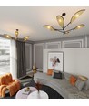 Vene 6 Sort/Rattan loftslampe - Ø12 cm, E14, 230V, uden lyskilde