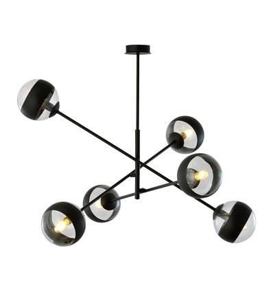 Linear 6 Sort/Stribe pendellampe - Ø14 cm, E14, 230V, uden lyskilde