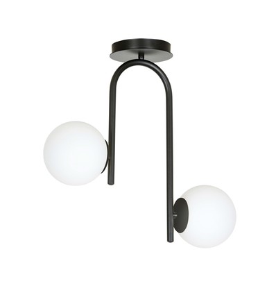 Kalf 2 Sort loftslampe - Ø15 cm, E14, 230V, uden lyskilde