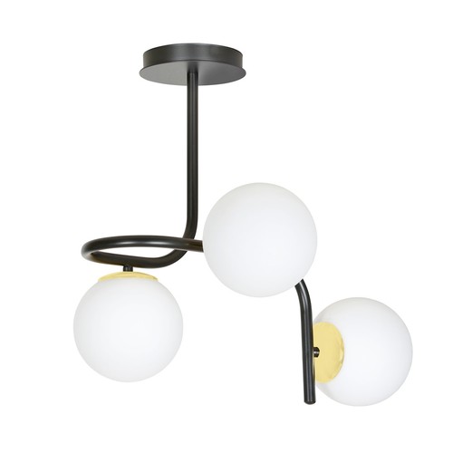 Ragnar 3 Sort/Guld loftslampe - Ø15 cm, E14, 230V, uden lyskilde