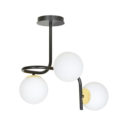 Ragnar 3 Sort/Guld loftslampe - Ø15 cm, E14, 230V, uden lyskilde