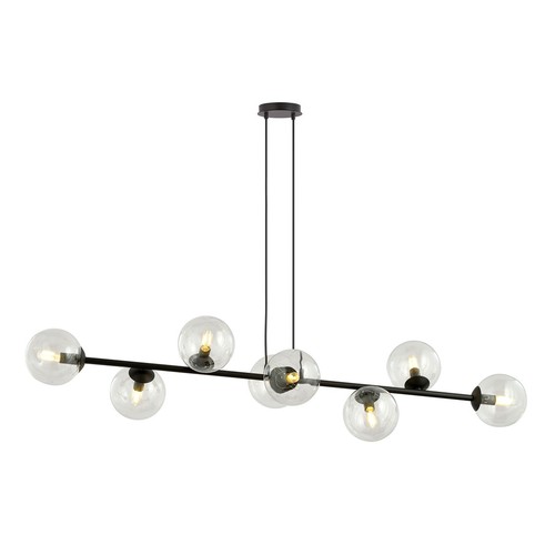 Rossi 8 Sort/Transparent pendellampe - Ø14 cm, E14, 230V, uden lyskilde