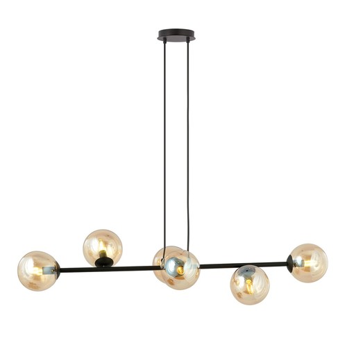 Rossi 6 Sort/Rav pendellampe - Ø14 cm, E14, 230V, uden lyskilde