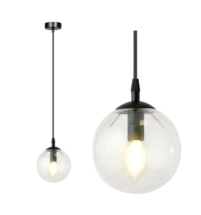 Cosmo 1 Sort/Transparent pendellampe - Ø14 cm, E14, 230V, uden lyskilde