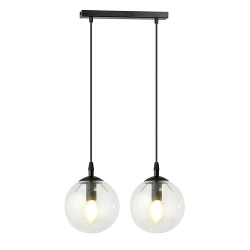 Cosmo 2 Sort/Transparent pendellampe - Ø14 cm, E14, 230V, uden lyskilde