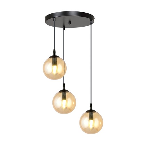 Cosmo 3 Sort Premium Rav pendellampe - Ø14 cm, E14, 230V, uden lyskilde