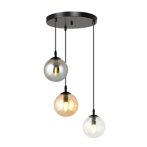 Cosmo 3 Sort Premium Mix pendellampe - Ø14 cm, E14, 230V, uden lyskilde