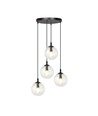 Cosmo 4 Sort Premium Transparent pendellampe - Ø14 cm, E14, 230V, uden lyskilde