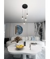 Cosmo 4 Sort Premium Transparent pendellampe - Ø14 cm, E14, 230V, uden lyskilde