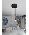 Cosmo 4 Sort Premium Transparent pendellampe - Ø14 cm, E14, 230V, uden lyskilde