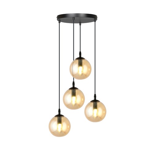 Cosmo 4 Sort Premium Rav pendellampe - Ø14 cm, E14, 230V, uden lyskilde