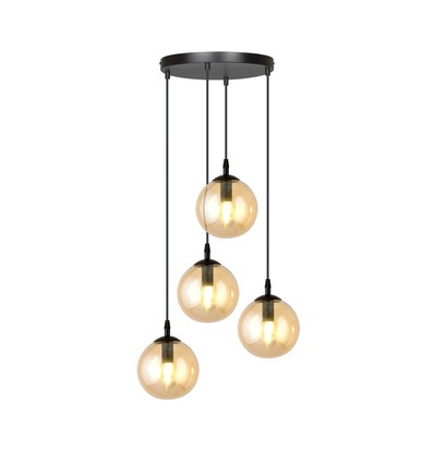 Cosmo 4 Sort Premium Rav pendellampe - Ø14 cm, E14, 230V, uden lyskilde