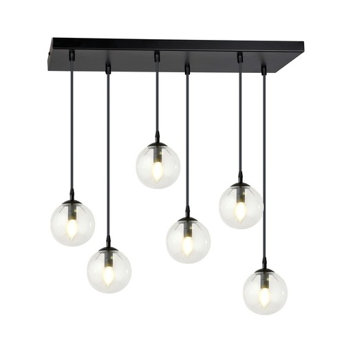 Cosmo 6 Sort/Transparent pendellampe - Ø14 cm, E14, 230V, uden lyskilde