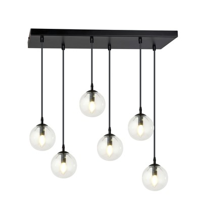 Cosmo 6 Sort/Transparent pendellampe - Ø14 cm, E14, 230V, uden lyskilde
