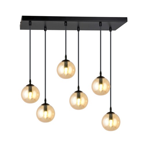 Cosmo 6 Sort/Rav pendellampe - Ø14 cm, E14, 230V, uden lyskilde