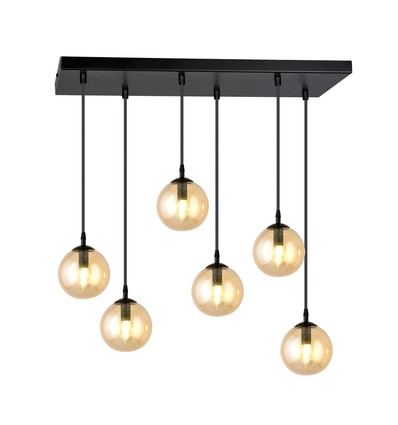 Cosmo 6 Sort/Rav pendellampe - Ø14 cm, E14, 230V, uden lyskilde