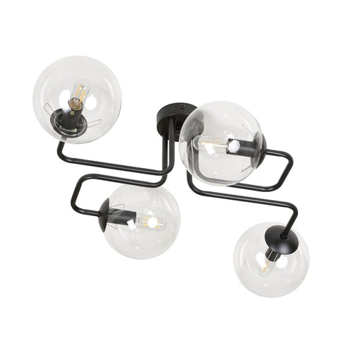 Brendi 4 Sort/Transparent loftslampe - Ø14 cm, E14, 230V, uden lyskilde