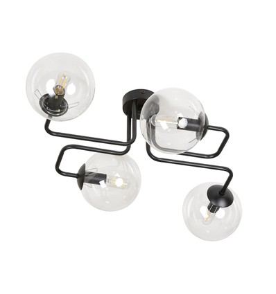 Brendi 4 Sort/Transparent loftslampe - Ø14 cm, E14, 230V, uden lyskilde