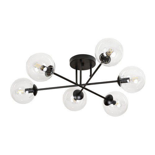 Brendi 6B Sort/Transparent loftslampe - Ø14 cm, E14, 230V, uden lyskilde