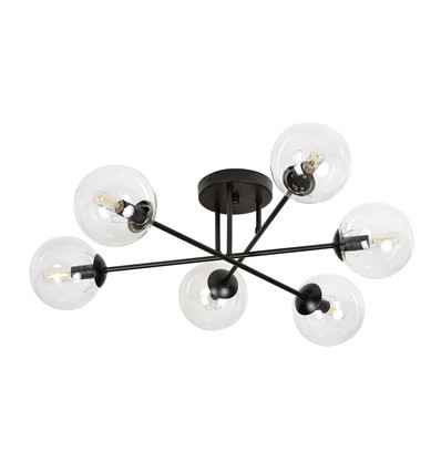 Brendi 6B Sort/Transparent loftslampe - Ø14 cm, E14, 230V, uden lyskilde