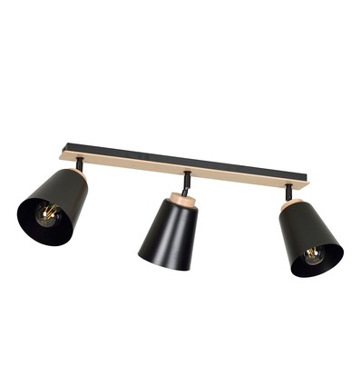 Atlas 3 Sort loftslampe - E27, 230V, uden lyskilde