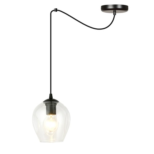 Level 1 Sort/Transparent pendellampe - Ø14 cm, E27, 230V, uden lyskilde