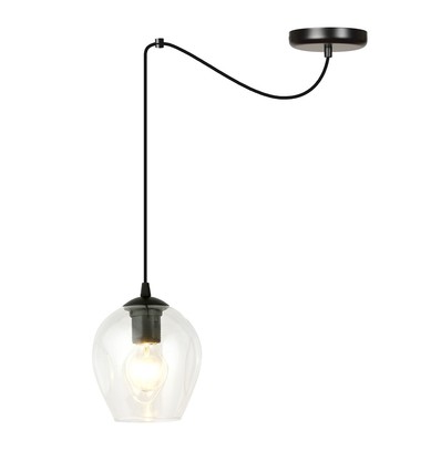 Level 1 Sort/Transparent pendellampe - Ø14 cm, E27, 230V, uden lyskilde