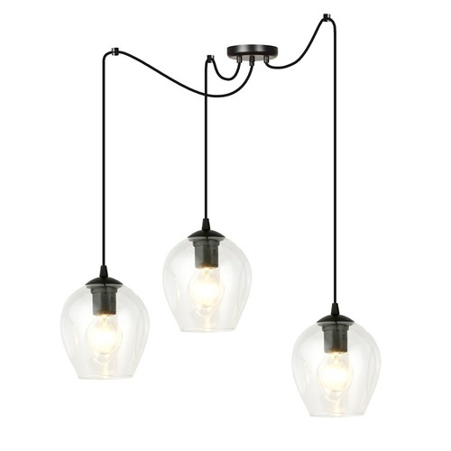 Level 3 Sort/Transparent pendellampe - Ø14 cm, E27, 230V, uden lyskilde