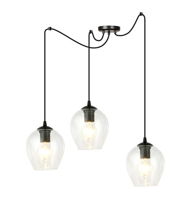Level 3 Sort/Transparent pendellampe - Ø14 cm, E27, 230V, uden lyskilde