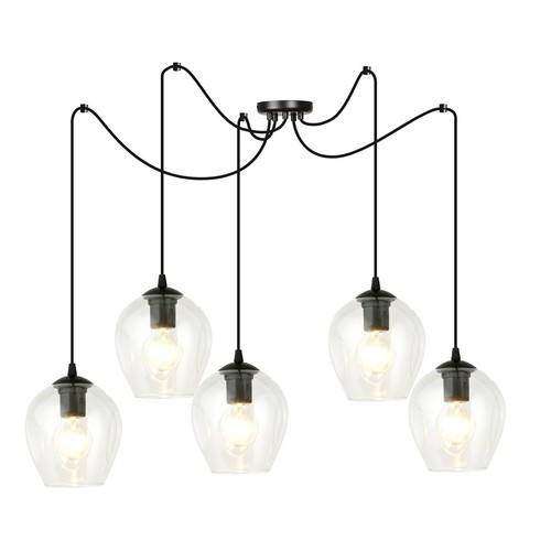 Level 5 Sort/Transparent pendellampe - Ø14 cm, E27, 230V, uden lyskilde