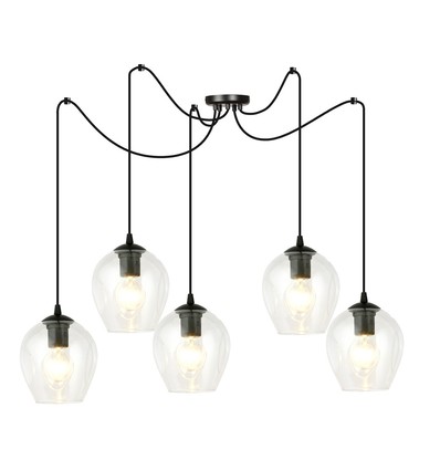 Level 5 Sort/Transparent pendellampe - Ø14 cm, E27, 230V, uden lyskilde