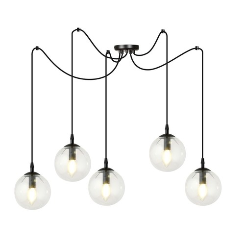 Gigi 5 Sort/Transparent pendellampe - Ø14 cm, E14, 230V, uden lyskilde