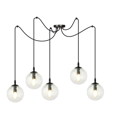Gigi 5 Sort/Transparent pendellampe - Ø14 cm, E14, 230V, uden lyskilde