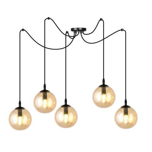 Gigi 5 Sort/Rav pendellampe - Ø14 cm, E14, 230V, uden lyskilde