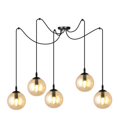 Gigi 5 Sort/Rav pendellampe - Ø14 cm, E14, 230V, uden lyskilde
