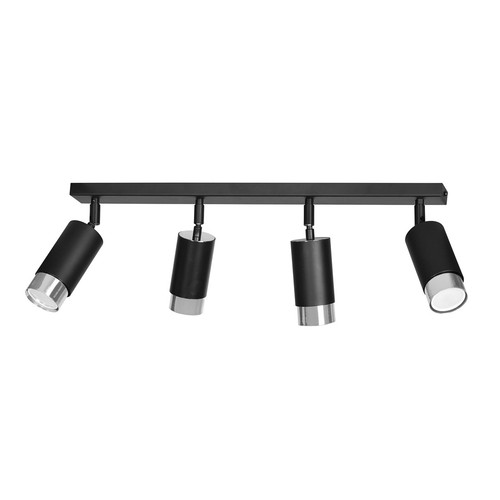 Hiro 4 Sort/Krom loftslampe - GU10, 230V, uden lyskilde