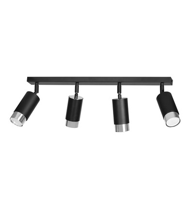 Hiro 4 Sort/Krom loftslampe - GU10, 230V, uden lyskilde