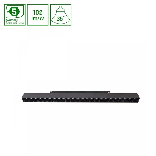 SHIFT - Grid L Skinne Lys 22W - 404x23x42mm, 35°, Sort, 2 Kredsløb.