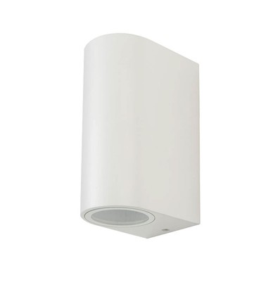 GU10 væglampe med op/ned lys - IP44 udendørs, hvid, aluminium, uden lyskilde