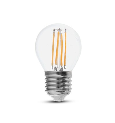 E27 6W LED kronepære filament - G45, 800lm, 133lm/W, klart glas, 6400K