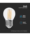 E27 6W LED kronepære filament - G45, 800lm, 133lm/W, klart glas, 6400K